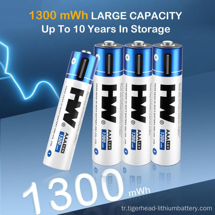 4PCS 1.5V AAA 1300mWh USB-C Şarj Edilebilir Lityum Pil